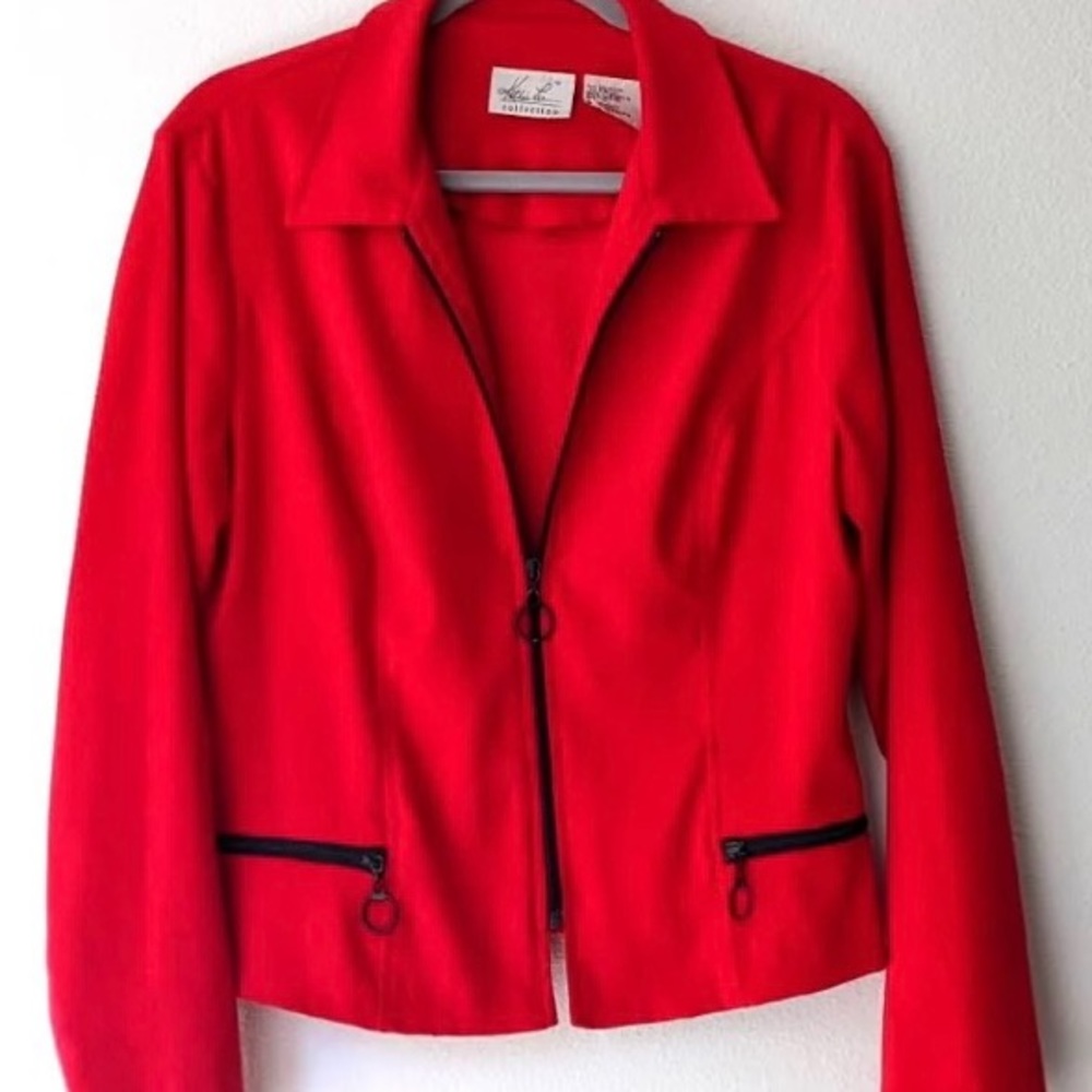 Vintage Kathy Lee Red Faux Suede Jacket